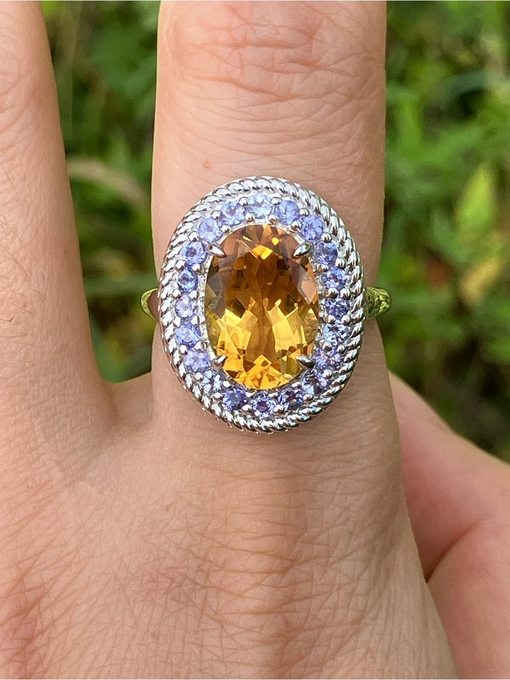Brazilian Citrine Tanzanite Sterling Silver Ring Size 8